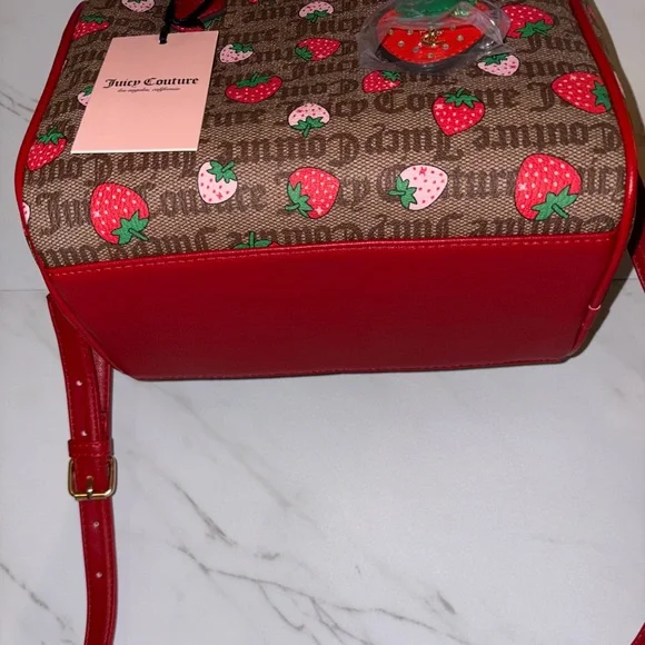 Juicy Couture Strawberry Satchel Freshly Picked Chestnut Brown Red - Picture 6 of 9